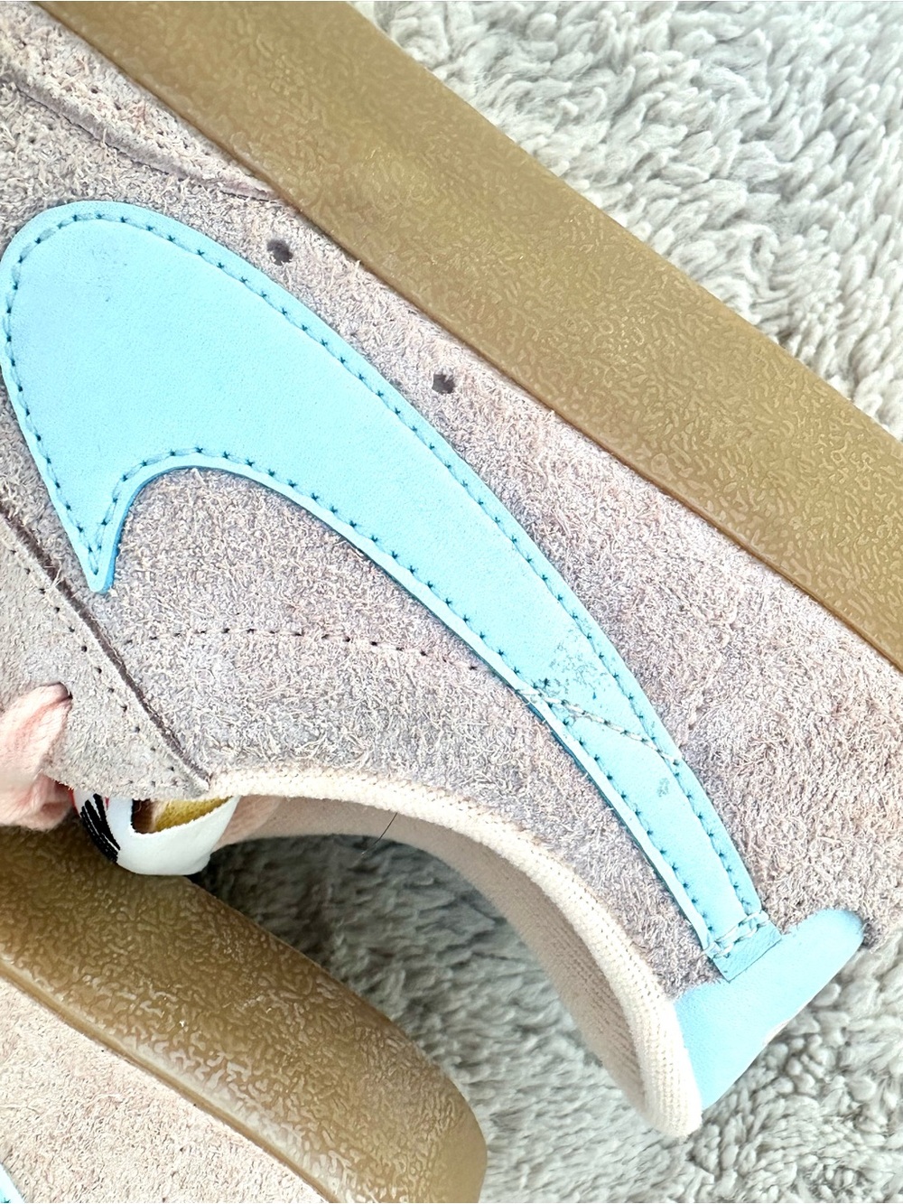 Nike Blazer Low Platform Suede Sneakers Peach & Blue Gum Sole Women’s 10 - Picture 13 of 15